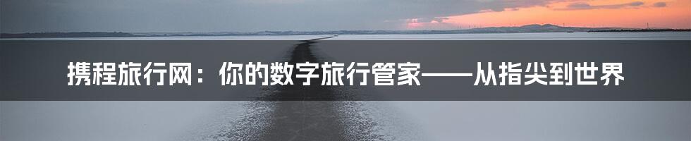 携程旅行网:你的数字旅行管家——从指尖到世界