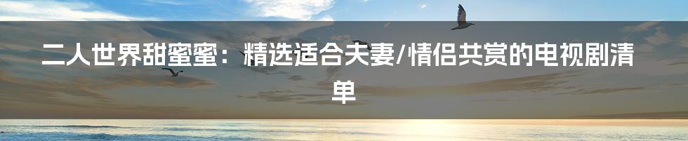 二人世界甜蜜蜜：精选适合夫妻/情侣共赏的电视剧清单