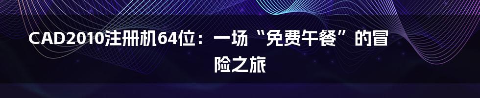 CAD2010注册机64位：一场“免费午餐”的冒险之旅