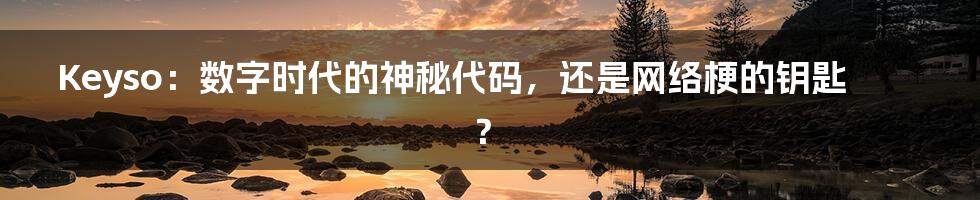 Keyso:数字时代的神秘代码,还是网络梗的钥匙?