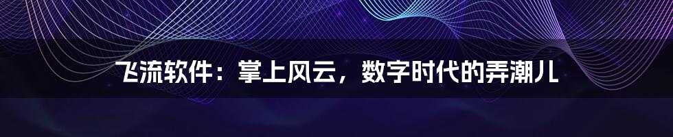 飞流软件：掌上风云，数字时代的弄潮儿