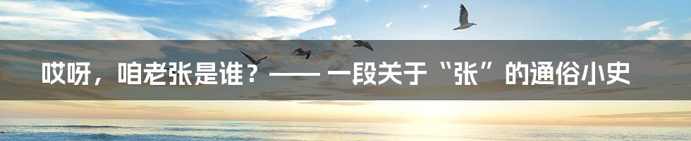 哎呀,咱老张是谁?—— 一段关于“张”的通俗小史