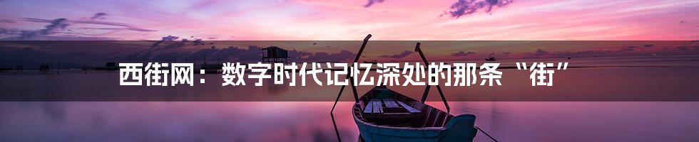 西街网：数字时代记忆深处的那条“街”