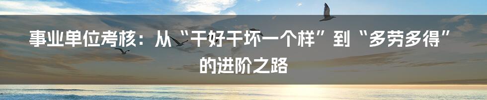 事业单位考核:从“干好干坏一个样”到“多劳多得”的进阶之路