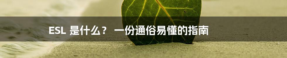 ESL 是什么？ 一份通俗易懂的指南