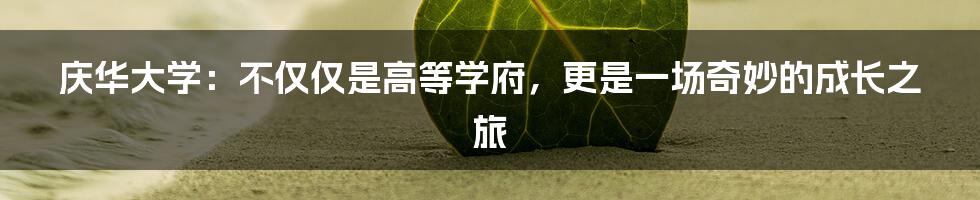 庆华大学：不仅仅是高等学府，更是一场奇妙的成长之旅
