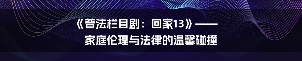 《普法栏目剧：回家13》—— 家庭伦理与法律的温馨碰撞