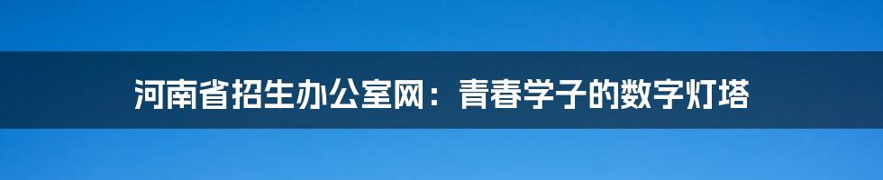 河南省招生办公室网：青春学子的数字灯塔