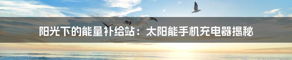 阳光下的能量补给站:太阳能手机充电器揭秘
