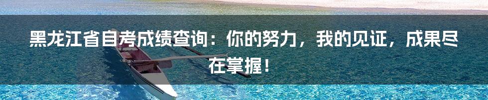 黑龙江省自考成绩查询：你的努力，我的见证，成果尽在掌握！