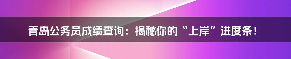 青岛公务员成绩查询：揭秘你的“上岸”进度条！