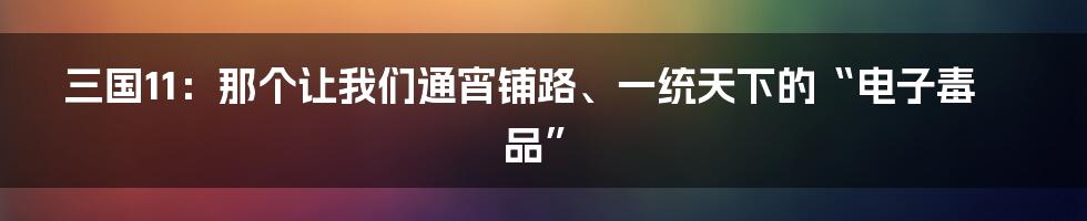 三国11：那个让我们通宵铺路、一统天下的“电子毒品”