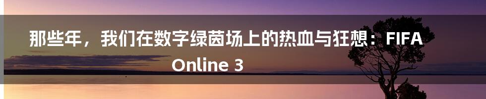 那些年，我们在数字绿茵场上的热血与狂想：FIFA Online 3