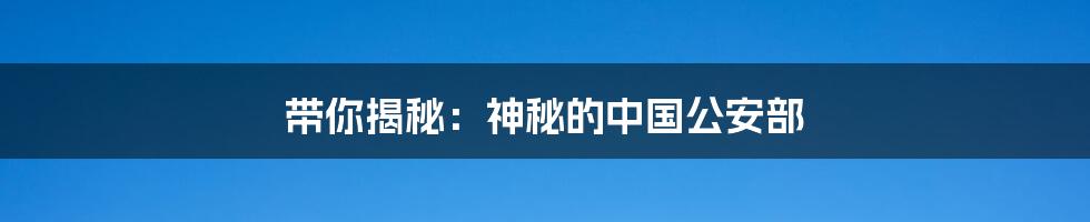 带你揭秘：神秘的中国公安部