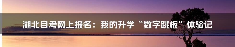 湖北自考网上报名：我的升学“数字跳板”体验记