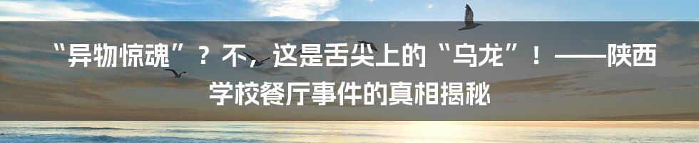 “异物惊魂”?不,这是舌尖上的“乌龙”!——陕西学校餐厅事件的真相揭秘