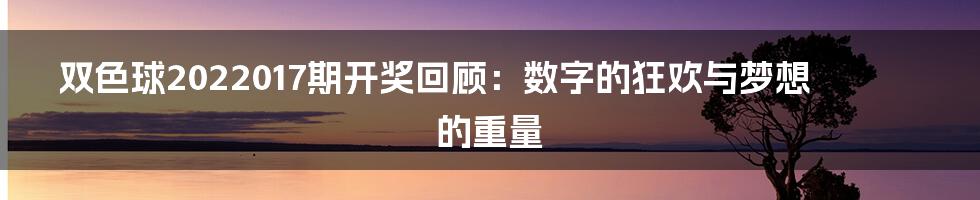 双色球2022017期开奖回顾：数字的狂欢与梦想的重量