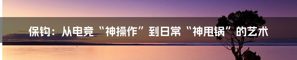 保钩：从电竞“神操作”到日常“神甩锅”的艺术