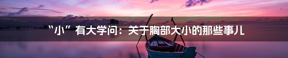 “小”有大学问：关于胸部大小的那些事儿