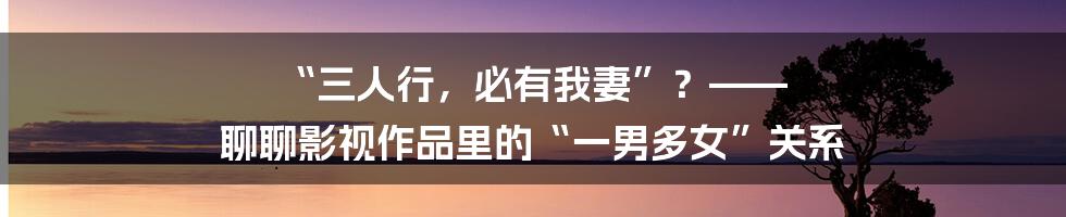 “三人行,必有我妻”?—— 聊聊影视作品里的“一男多女”关系