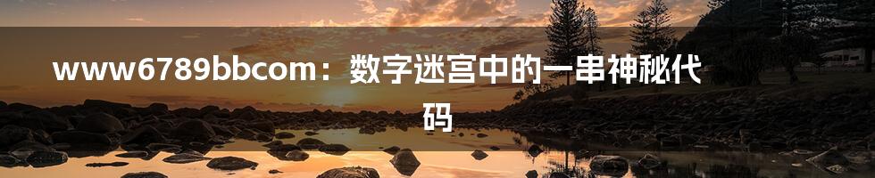 www6789bbcom：数字迷宫中的一串神秘代码