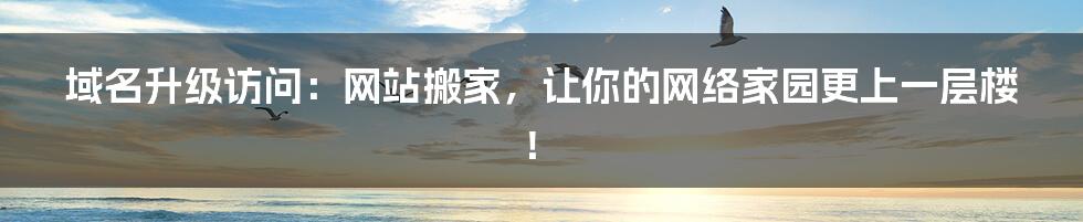 域名升级访问:网站搬家,让你的网络家园更上一层楼!