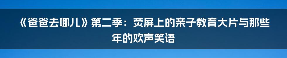 《爸爸去哪儿》第二季:荧屏上的亲子教育大片与那些年的欢声笑语
