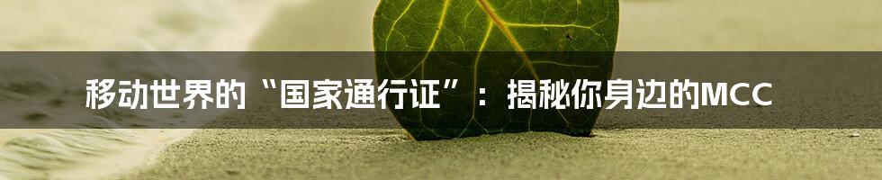 移动世界的“国家通行证”：揭秘你身边的MCC
