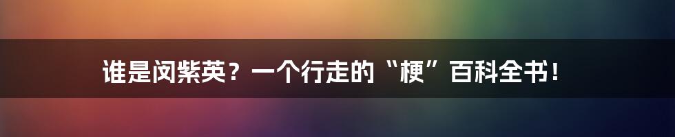 谁是闵紫英?一个行走的“梗”百科全书!