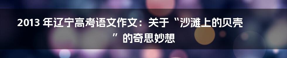 2013 年辽宁高考语文作文：关于“沙滩上的贝壳”的奇思妙想
