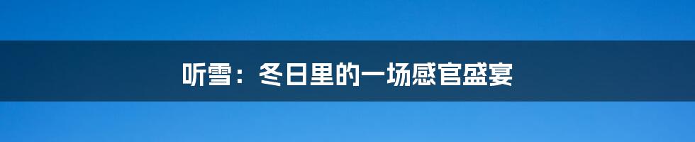 听雪：冬日里的一场感官盛宴