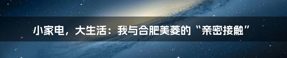 小家电，大生活：我与合肥美菱的“亲密接触”
