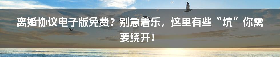 离婚协议电子版免费？别急着乐，这里有些“坑”你需要绕开！
