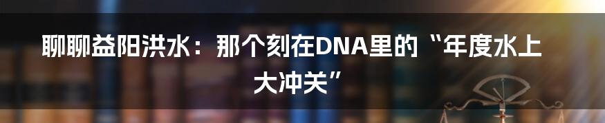 聊聊益阳洪水：那个刻在DNA里的“年度水上大冲关”