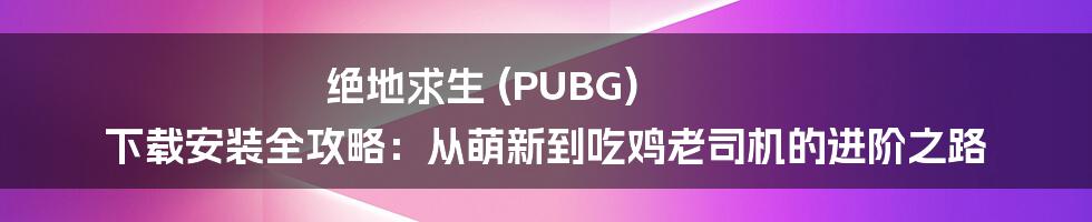绝地求生 (PUBG) 下载安装全攻略：从萌新到吃鸡老司机的进阶之路