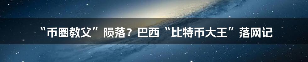 “币圈教父”陨落？巴西“比特币大王”落网记