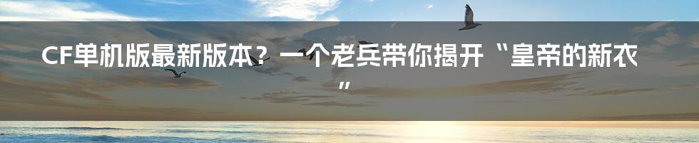 CF单机版最新版本？一个老兵带你揭开“皇帝的新衣”