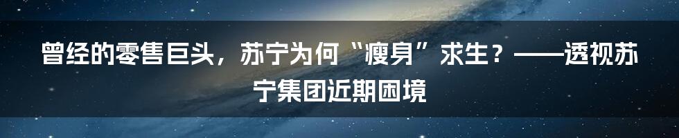 曾经的零售巨头，苏宁为何“瘦身”求生？——透视苏宁集团近期困境