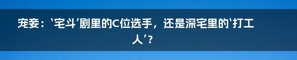 宠妾：‘宅斗’剧里的C位选手，还是深宅里的‘打工人’？