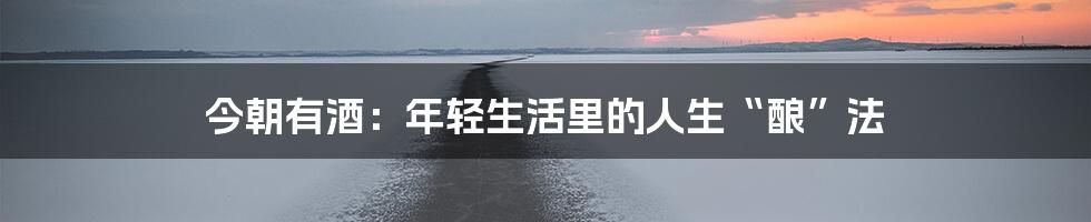今朝有酒：年轻生活里的人生“酿”法