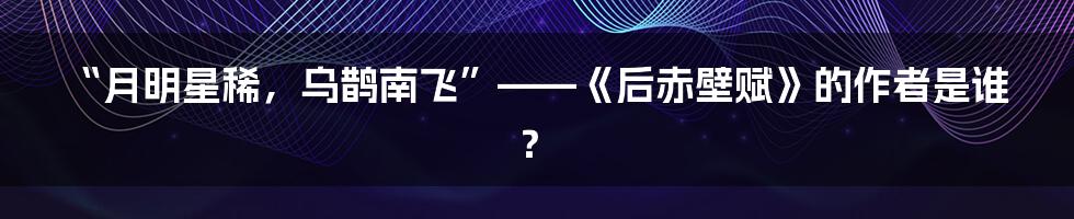 “月明星稀，乌鹊南飞”——《后赤壁赋》的作者是谁？