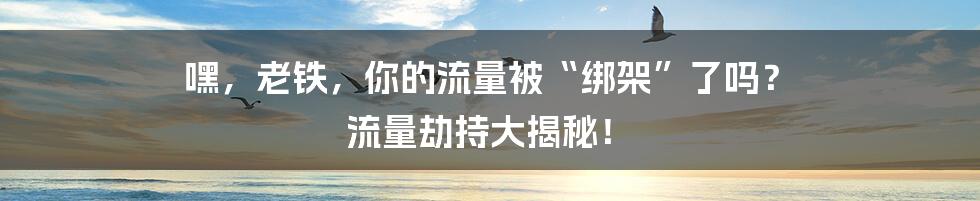 嘿，老铁，你的流量被“绑架”了吗？ 流量劫持大揭秘！