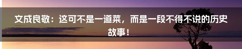 文成良敬：这可不是一道菜，而是一段不得不说的历史故事！