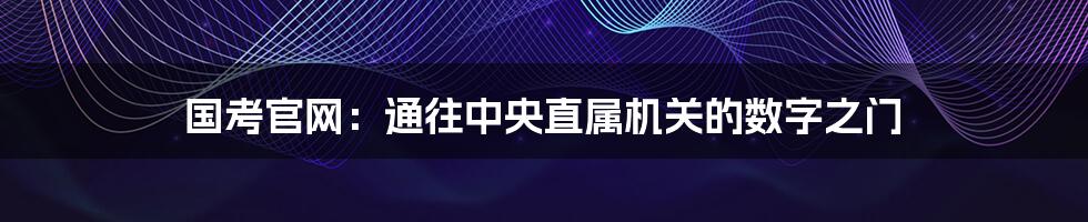 国考官网：通往中央直属机关的数字之门