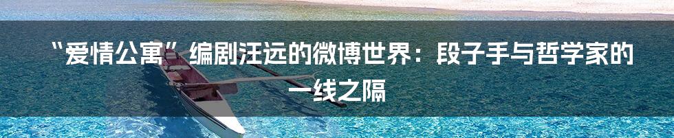 “爱情公寓”编剧汪远的微博世界：段子手与哲学家的一线之隔