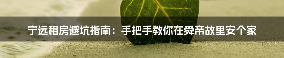 宁远租房避坑指南：手把手教你在舜帝故里安个家