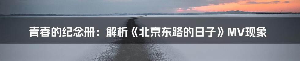 青春的纪念册：解析《北京东路的日子》MV现象