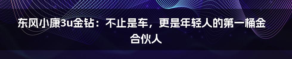 东风小康3u金钻：不止是车，更是年轻人的第一桶金合伙人