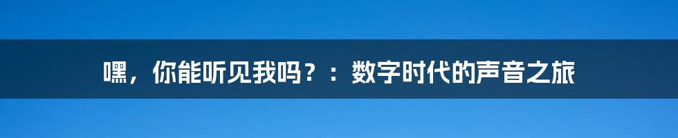 嘿，你能听见我吗？：数字时代的声音之旅