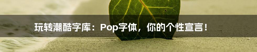 玩转潮酷字库:Pop字体,你的个性宣言!